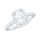 1.50 CT Oval Cut Moissanite Halo Engagement Ring with Side Stones Moissanite - ( D-VS1 ) - Color and Clarity - Rosec Jewels