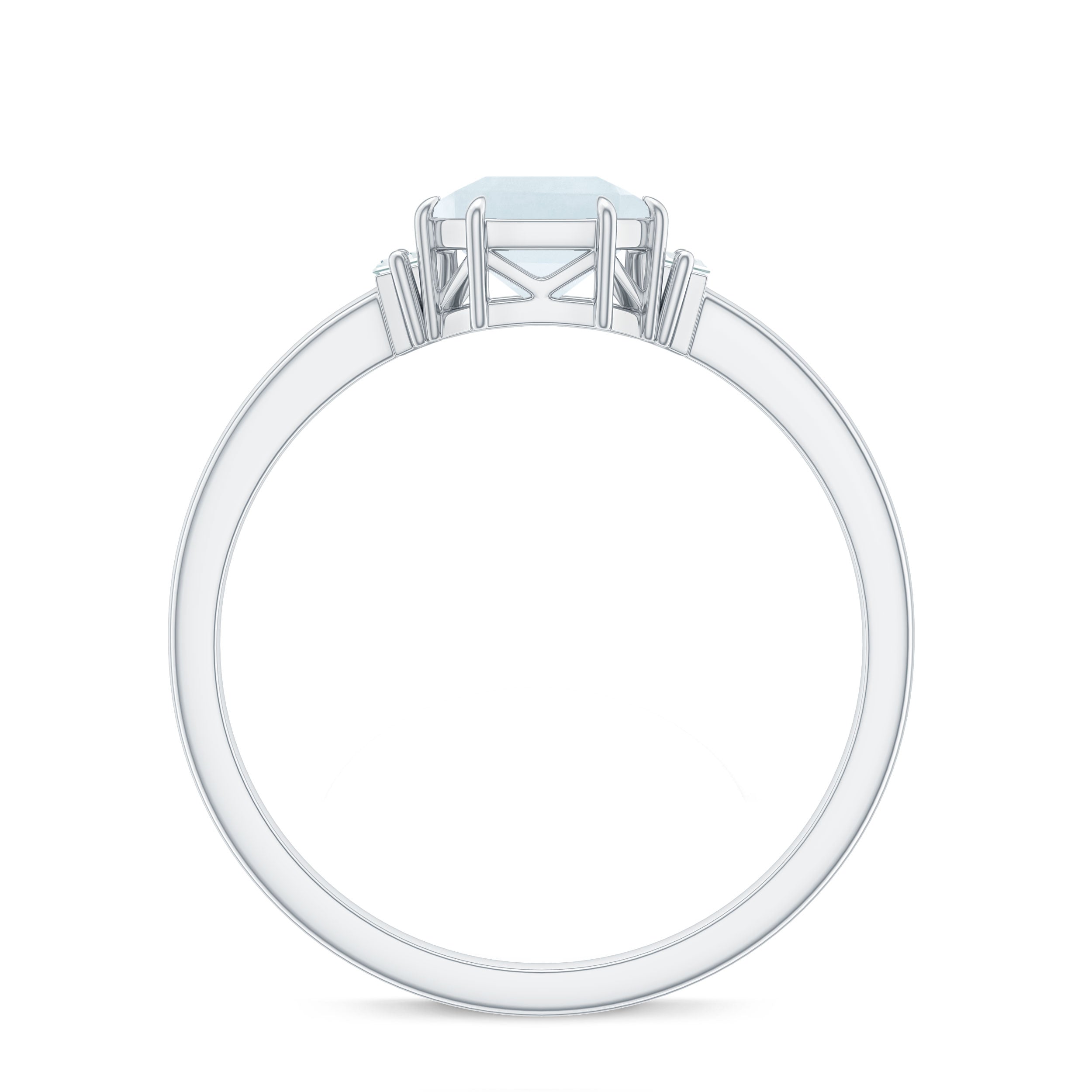 3.25 CT Asscher Cut Moonstone Solitaire Ring with Diamond Accent Moonstone - ( AAA ) - Quality - Rosec Jewels