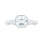 Asscher Moissanite Solitaire Engagement Ring with Side Stones Moissanite - ( D-VS1 ) - Color and Clarity - Rosec Jewels