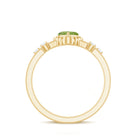 Heart Shape Peridot Solitaire Band Ring with Diamond Stones Peridot - ( AAA ) - Quality - Rosec Jewels