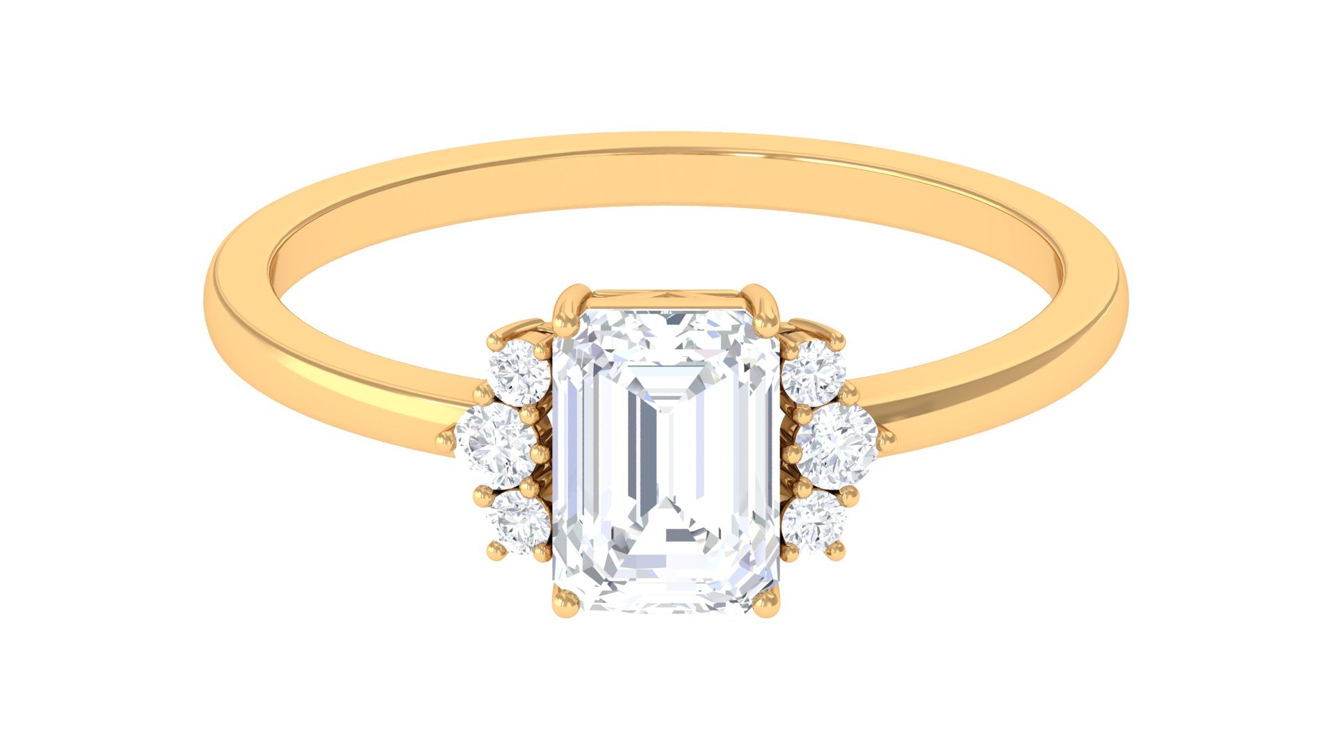 2 CT Octagon Cut Solitaire Cubic Zirconia Engagement Ring Zircon - ( AAAA ) - Quality - Rosec Jewels