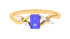 Emerald Cut Tanzanite Solitaire Split Shank Ring Tanzanite - ( AAA ) - Quality - Rosec Jewels