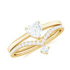 1 CT Heart Shape Moissanite Wedding Ring Set in Gold Moissanite - ( D-VS1 ) - Color and Clarity - Rosec Jewels