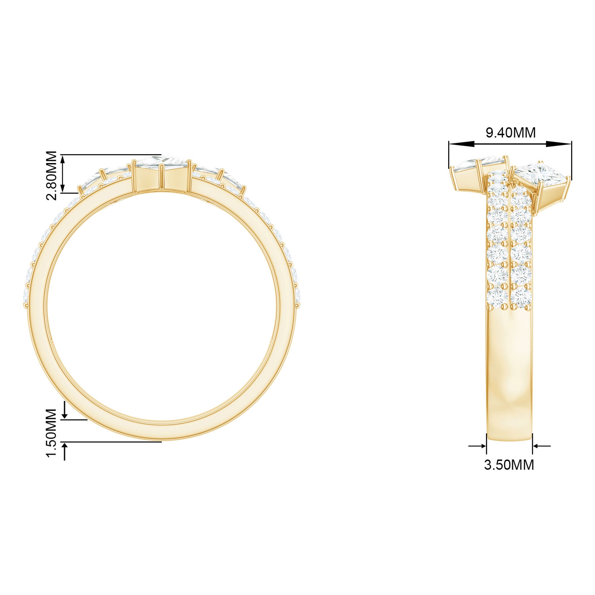 1.50 CT Designer Zircon Band Ring in Prong Setting Zircon - ( AAAA ) - Quality - Rosec Jewels