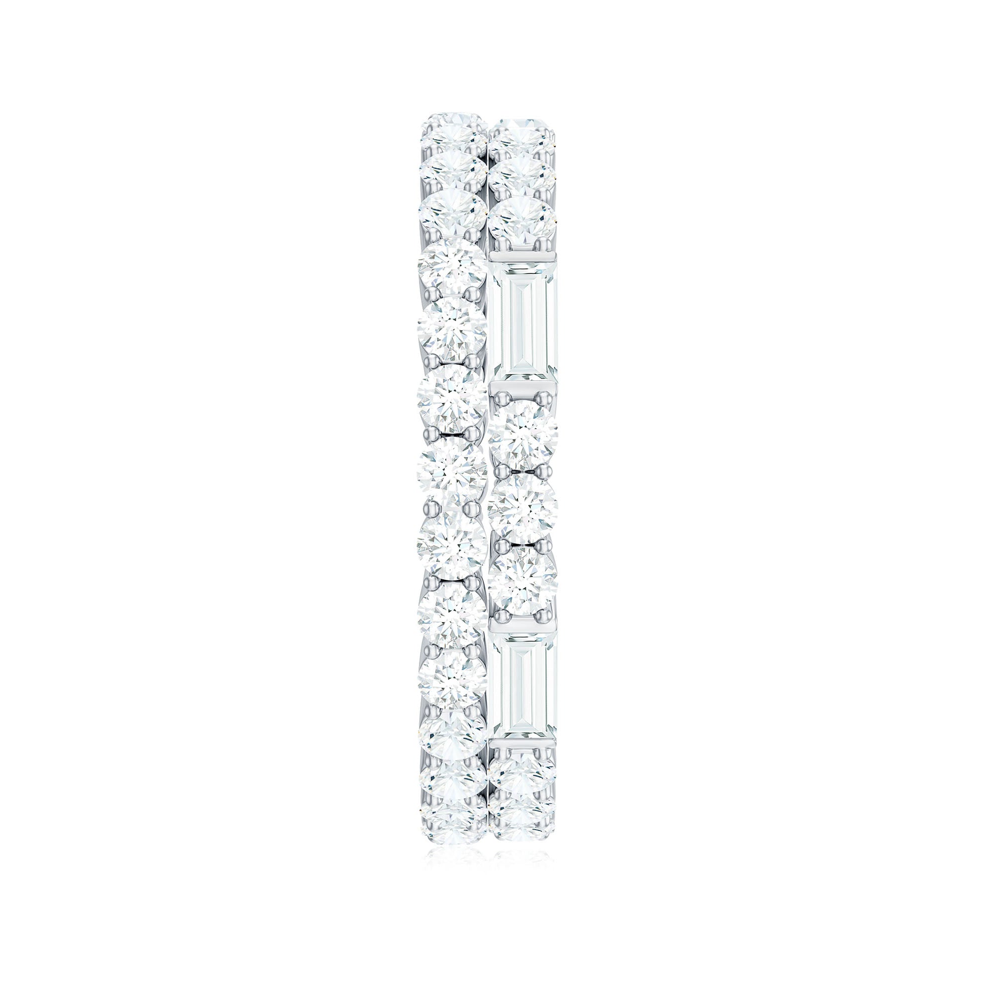 3.75 CT Certified Moissanite Two Row Eternity Ring in Gold Moissanite - ( D-VS1 ) - Color and Clarity - Rosec Jewels