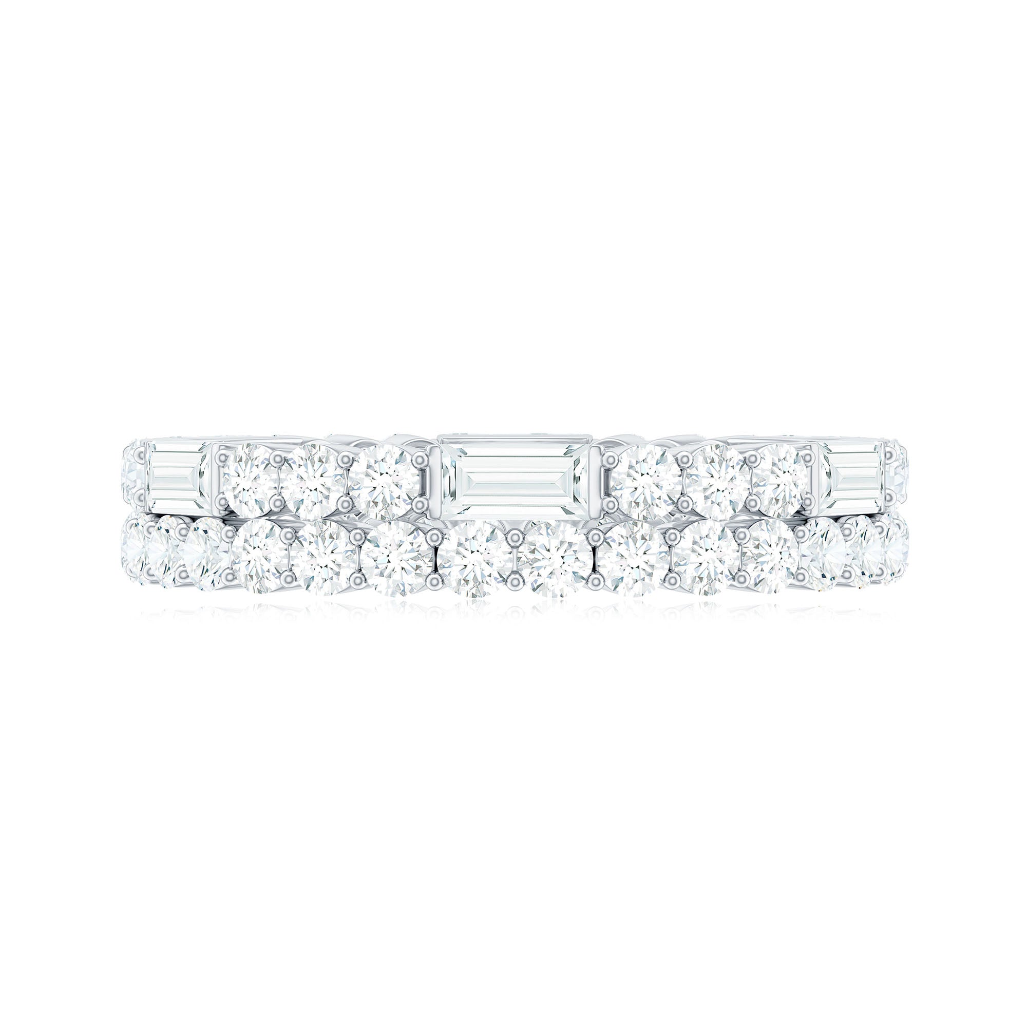 3.75 CT Certified Moissanite Two Row Eternity Ring in Gold Moissanite - ( D-VS1 ) - Color and Clarity - Rosec Jewels