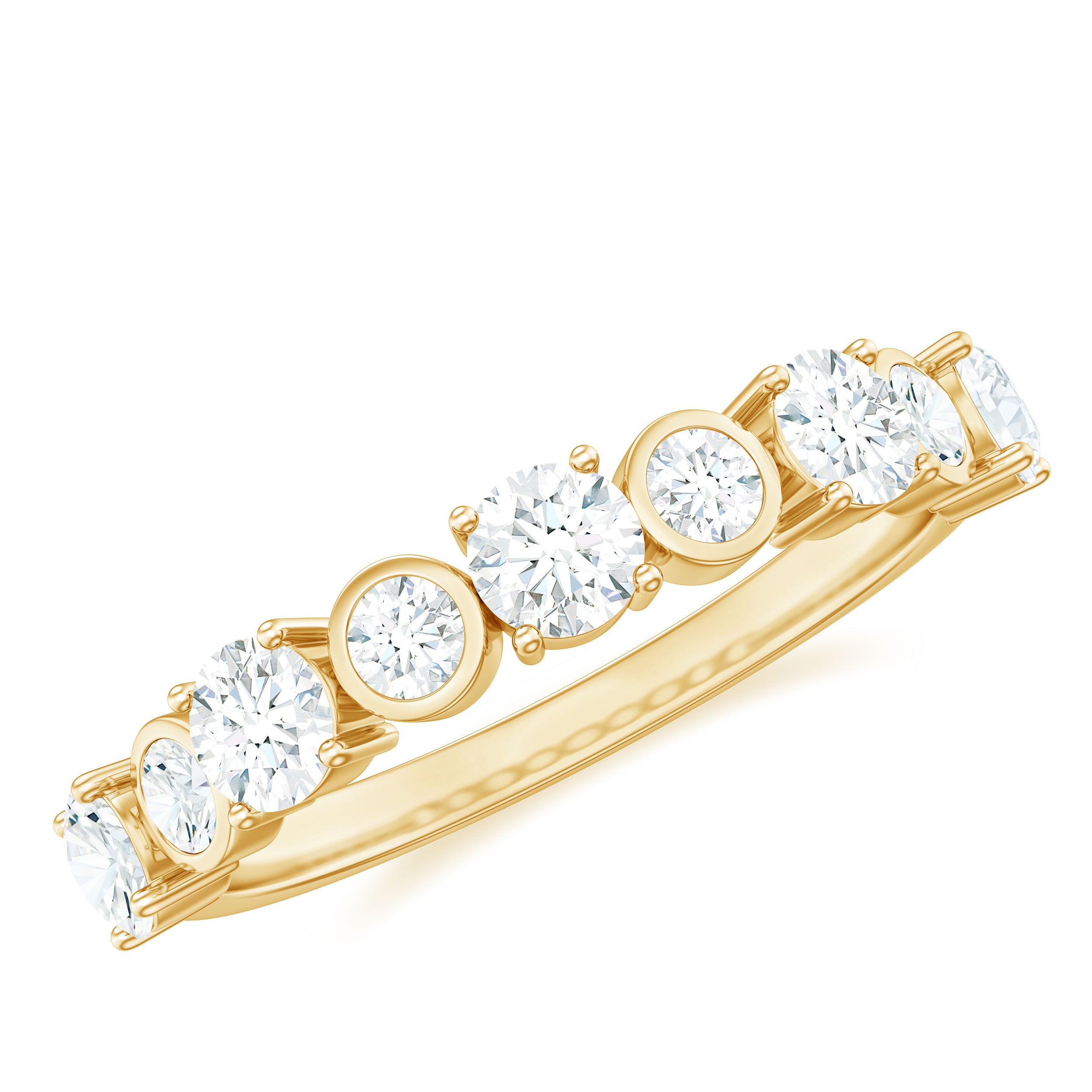 1.25 CT Certified Moissanite Half Eternity Gold Ring Moissanite - ( D-VS1 ) - Color and Clarity - Rosec Jewels