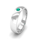 Natural Emerald Gold Band Ring in Flush Setting Emerald - ( AAA ) - Quality - Rosec Jewels