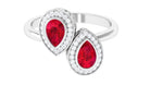 1.25 CT Pear Cut Created Ruby Toi et Moi Engagement Ring with Diamond Lab Created Ruby - ( AAAA ) - Quality - Rosec Jewels