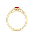 1.25 CT Oval Created Ruby Solitaire Ring with Diamond Accent Lab Created Ruby - ( AAAA ) - Quality - Rosec Jewels