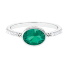 1 CT Oval Cut Emerald East West Engagement Ring with Diamond Emerald - ( AAA ) - Quality - Rosec Jewels