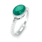 1 CT Oval Cut Emerald East West Engagement Ring with Diamond Emerald - ( AAA ) - Quality - Rosec Jewels