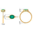 1 CT Oval Cut Emerald East West Engagement Ring with Diamond Emerald - ( AAA ) - Quality - Rosec Jewels