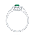 1 CT Oval Emerald Floral Halo Engagement Ring with Diamond Emerald - ( AAA ) - Quality - Rosec Jewels