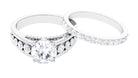 Zircon Designer Wedding Ring Set with Band Zircon - ( AAAA ) - Quality - Rosec Jewels