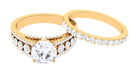 Zircon Designer Wedding Ring Set with Band Zircon - ( AAAA ) - Quality - Rosec Jewels