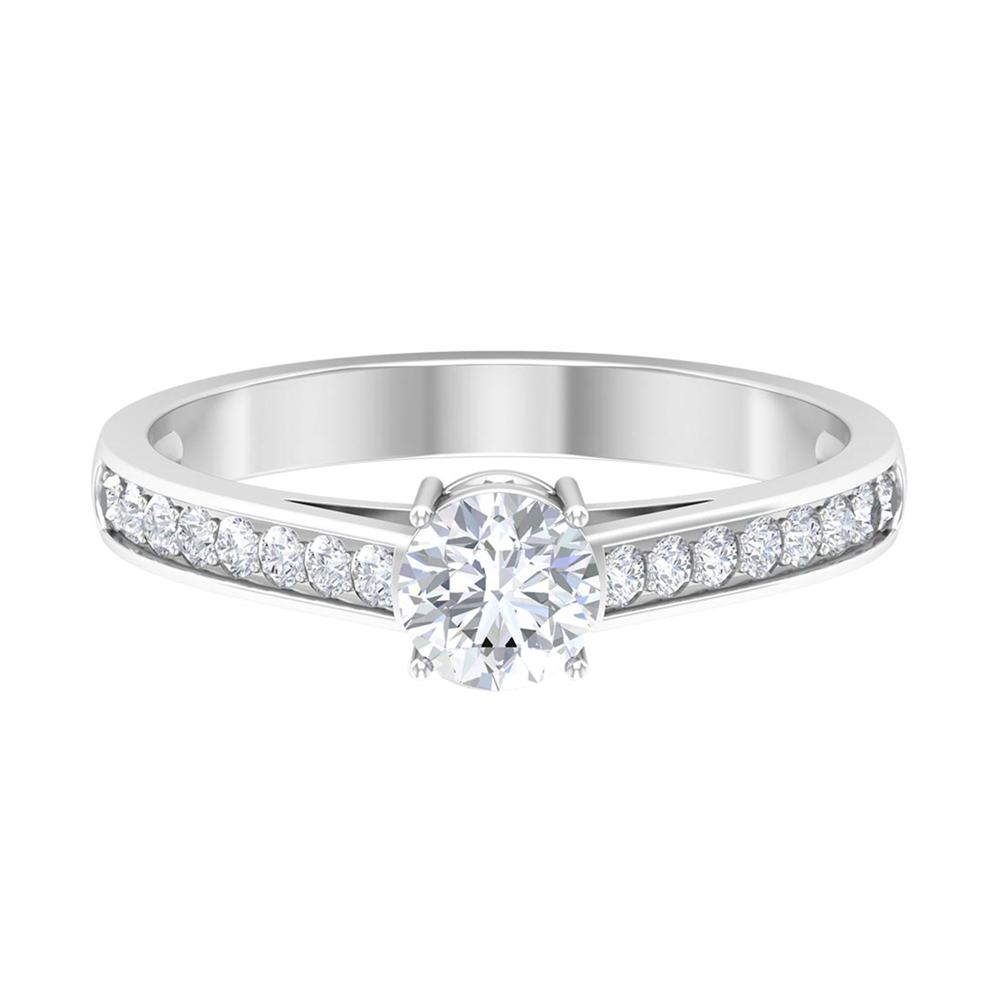 Cubic Zirconia Minimal Solitaire Promise Ring Zircon - ( AAAA ) - Quality - Rosec Jewels