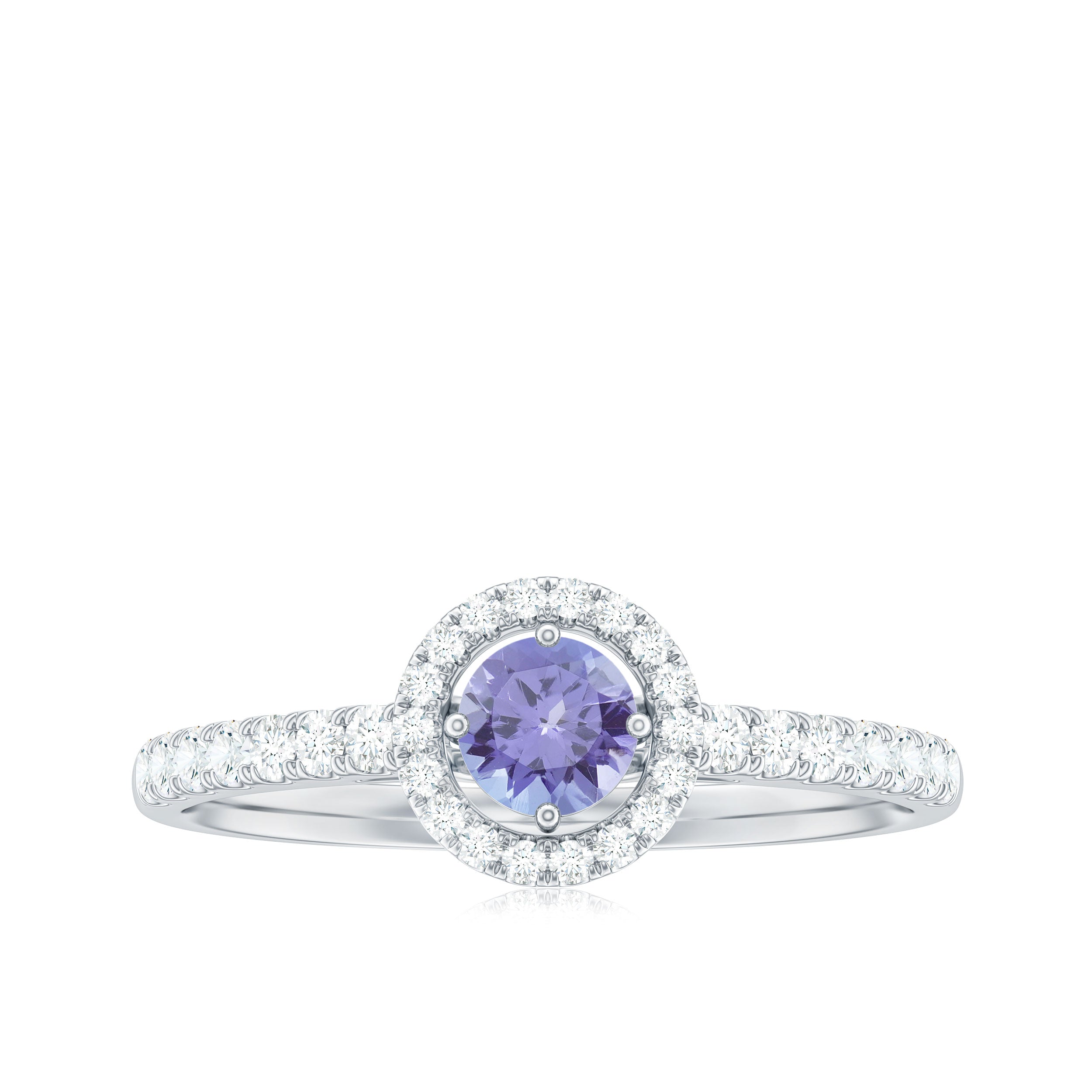 0.75 CT Tanzanite and Diamond Halo Engagement Ring Tanzanite - ( AAA ) - Quality - Rosec Jewels