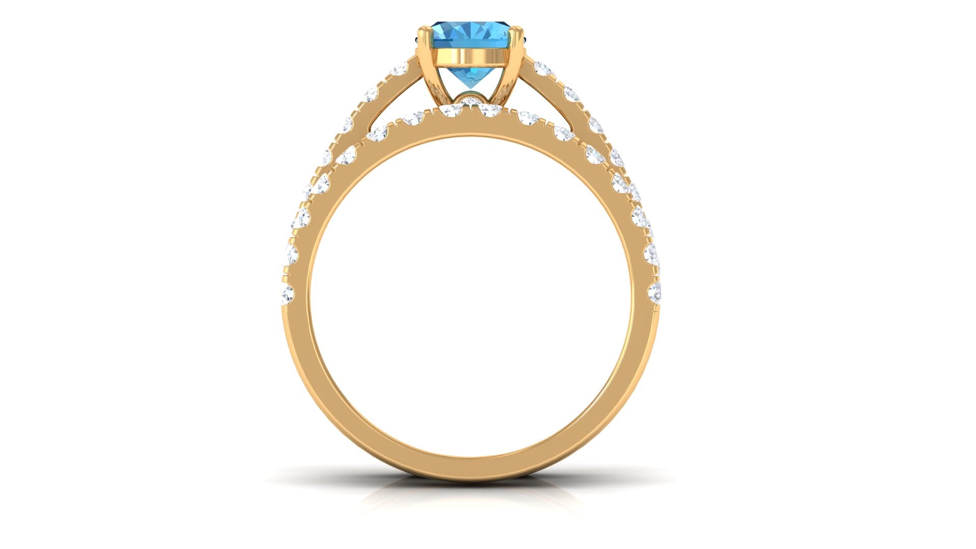 3 CT Oval Swiss Blue Topaz Wedding Ring Set with Moissanite in Gold Swiss Blue Topaz - ( AAA ) - Quality - Rosec Jewels