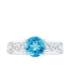 1.50 CT Swiss Blue Topaz Celtic Solitaire Band with Diamond Swiss Blue Topaz - ( AAA ) - Quality - Rosec Jewels