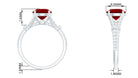 Created Ruby Solitaire Engagement Ring with Diamond in Split Shank Lab Created Ruby - ( AAAA ) - Quality - Rosec Jewels