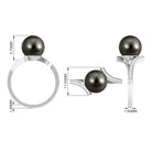 Tahitian Pearl Bypass Engagement Ring with Diamond Tahitian pearl - ( AAA ) - Quality - Rosec Jewels