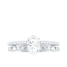 Oval Shaped Moissanite Solitaire Engagement Ring in Gold Moissanite - ( D-VS1 ) - Color and Clarity - Rosec Jewels