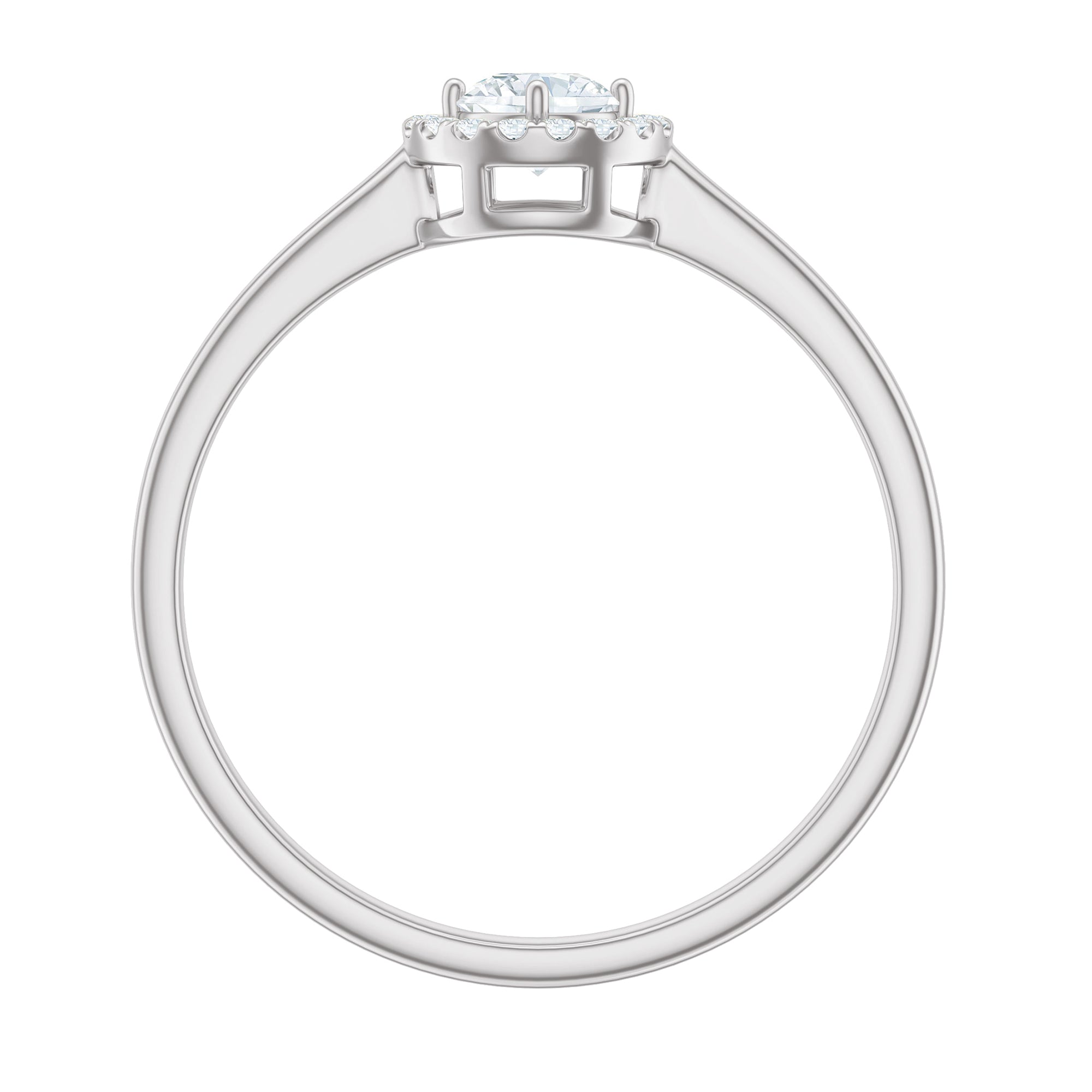 Dainty Solitaire Diamond Floating Halo Ring Diamond - ( HI-SI ) - Color and Clarity - Rosec Jewels