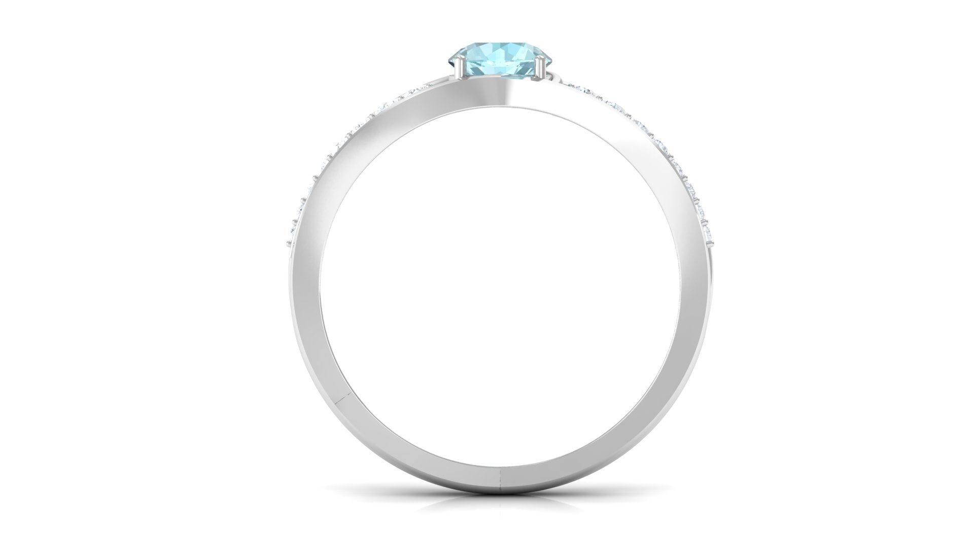 3/4 CT Round Shape Sky Blue Topaz Solitaire Ring with Diamond Side Stones Sky Blue Topaz - ( AAA ) - Quality - Rosec Jewels