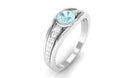 3/4 CT Round Shape Sky Blue Topaz Solitaire Ring with Diamond Side Stones Sky Blue Topaz - ( AAA ) - Quality - Rosec Jewels