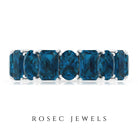 5 CT Half Eternity Ring with Octagon and Oval Cut London Blue Topaz London Blue Topaz - ( AAA ) - Quality - Rosec Jewels