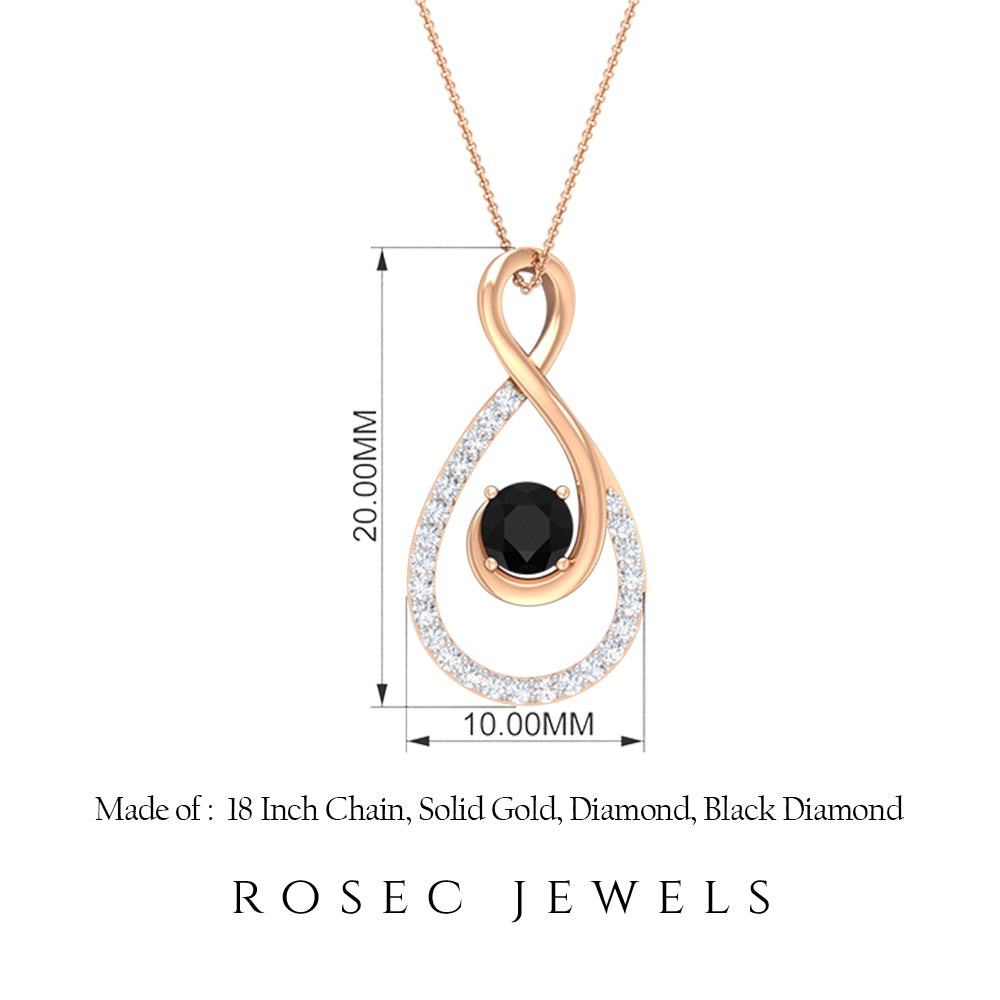 Black Diamond and Diamond Infinity Pendant Necklace Black Diamond - ( AAA ) - Quality - Rosec Jewels